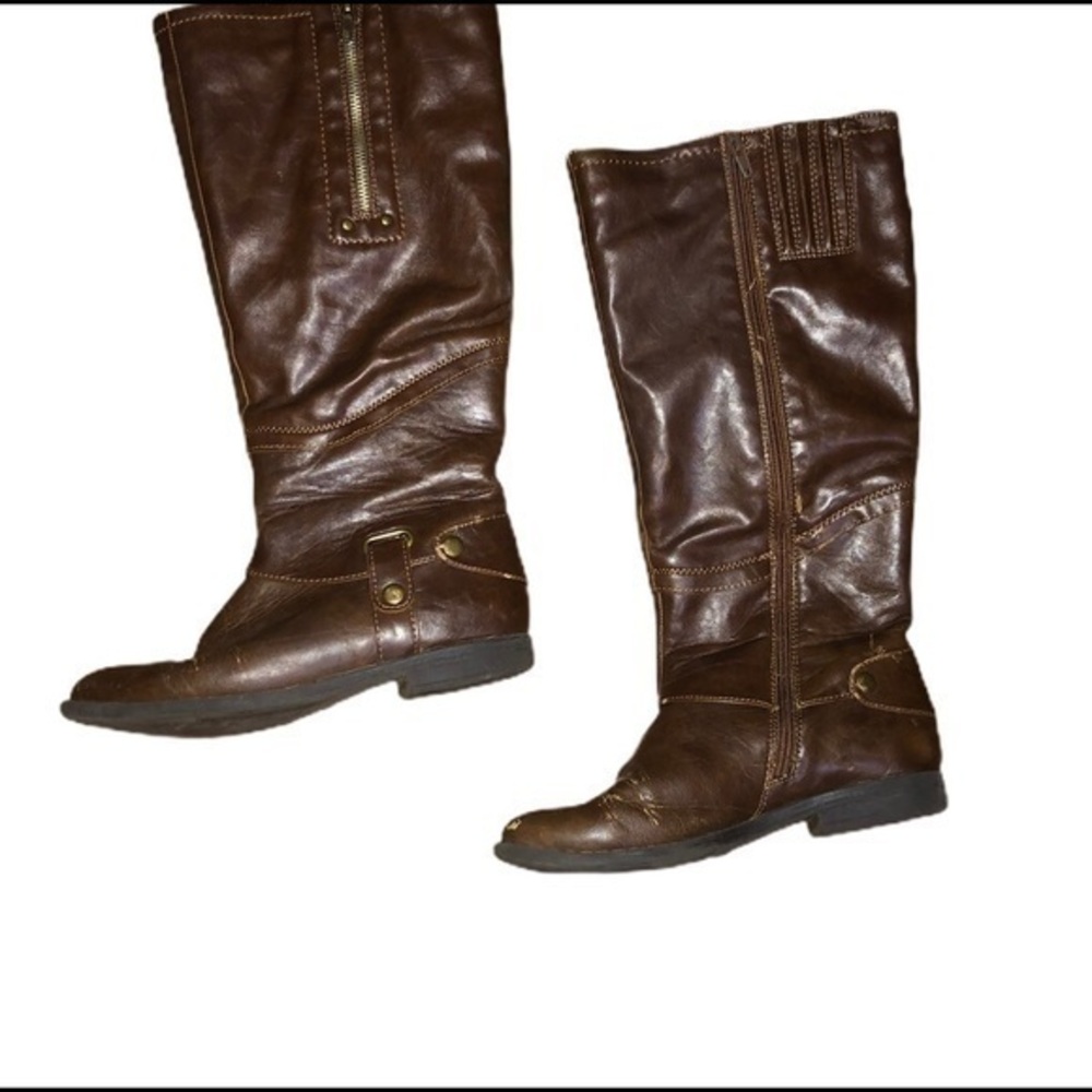Knee high boots stylish brown man-made size 8